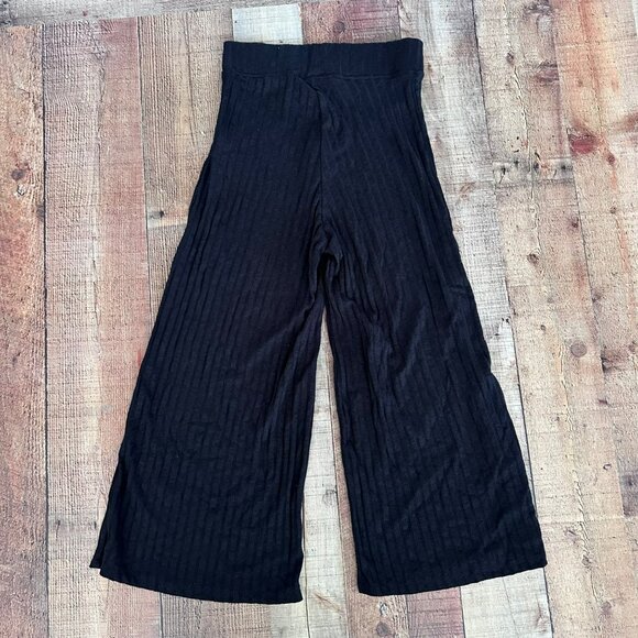 Stradivarius black striped bohemian wide leg pants women's medium - Picture 4 of 11